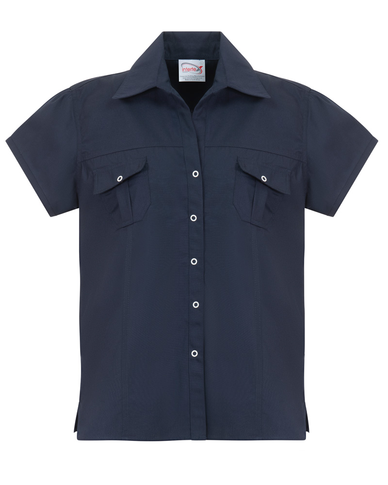 Ladies Short Sleeve Press-Stud